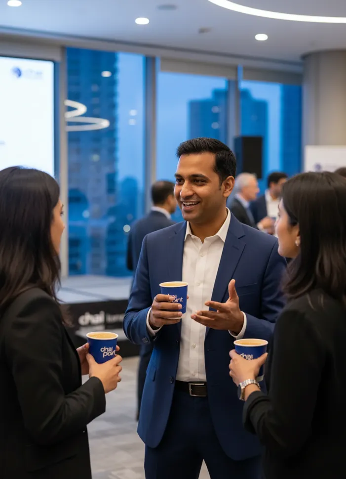 Guests being served chai at an event