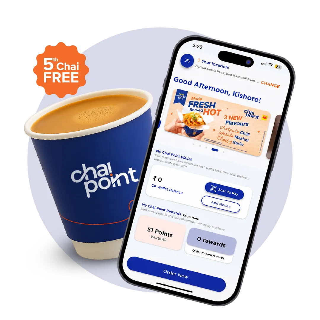 The Chai Point app showing rewards