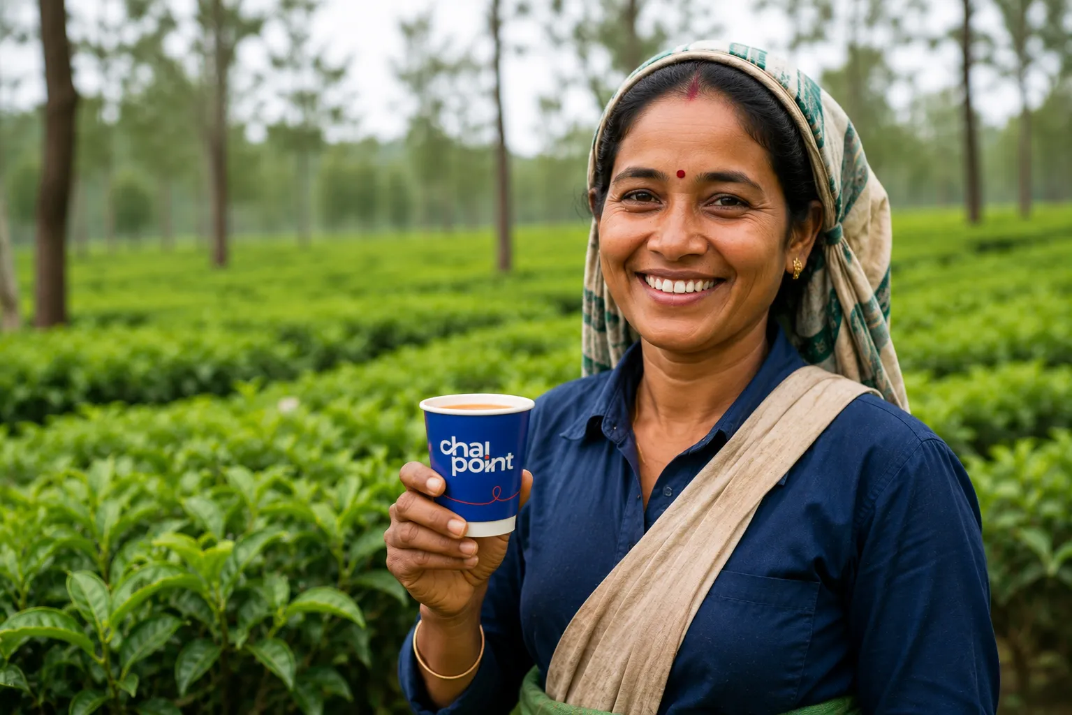 Tea leaves being hand-plucked on an Assam estate