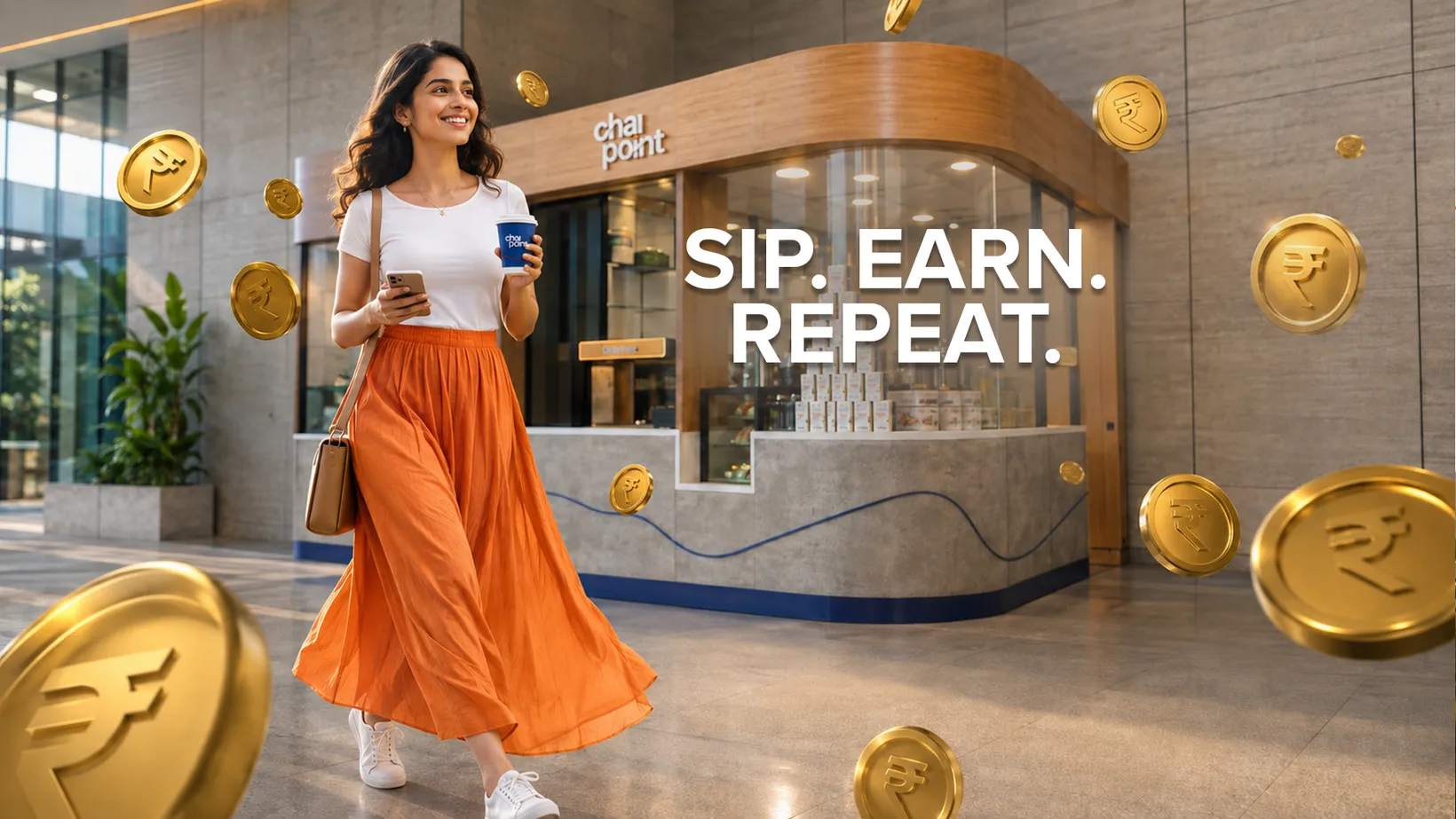 The Chai Point app showing rewards and order history