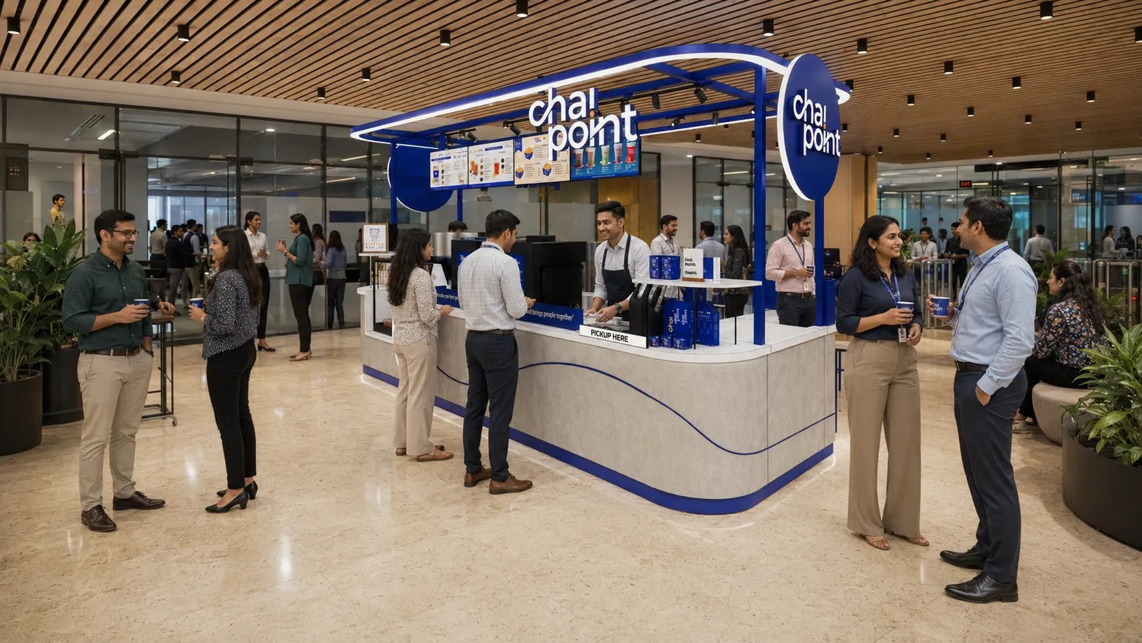Customers being served at a Chai Point store counter