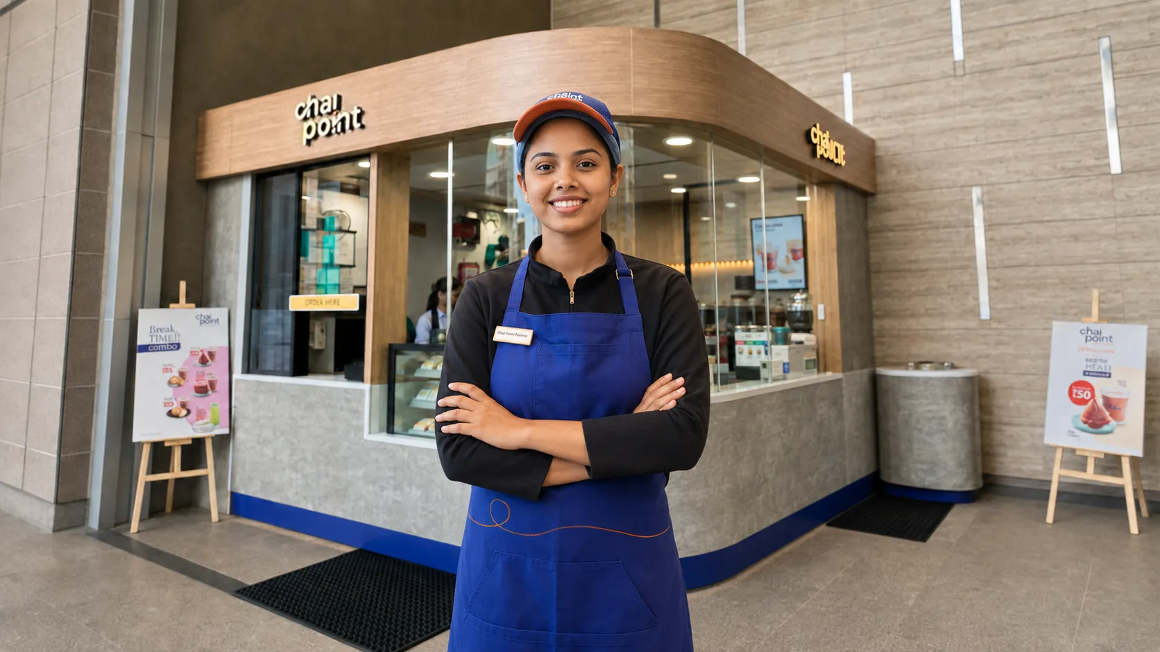 A Chai Point trainer working with store staff